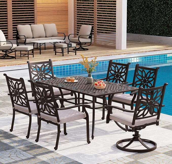 PHI VILLA 64" Outdoor Cast Aluminum Table - Image 7