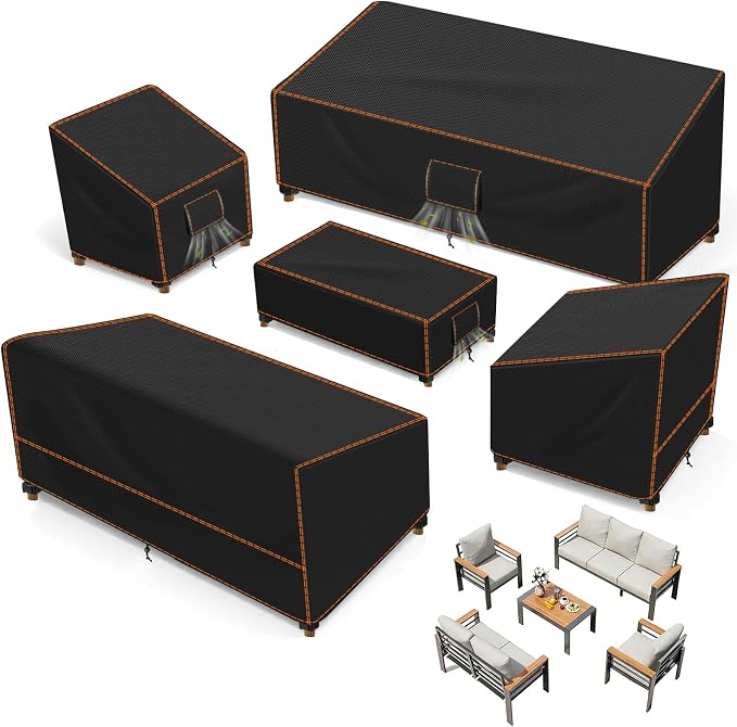 SUNICO Outdoor Patio Furniture Covers Set, 5 Piece Patio Covers by Unknown