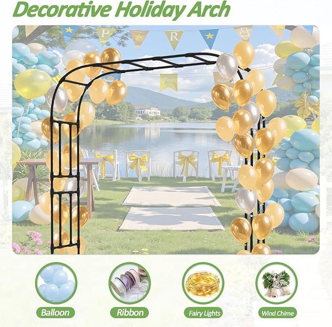 Garden Arch Trellis-98.4"*94.5", Plastic-Coated Rust-Proof Arbor Trellis - Image 7