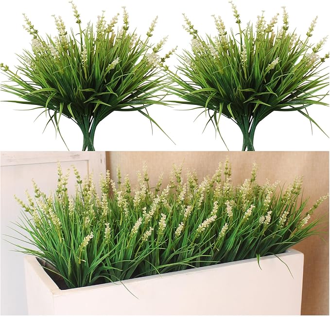 alyptus Outdoor Artificial Flowers 12 Bundles Plastic Plants Faux White Flower by ALYPTUS
