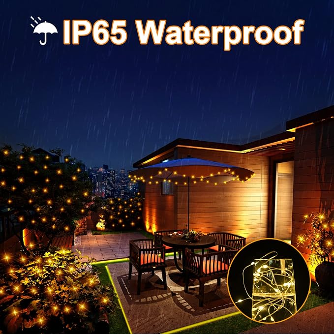BOLWEO 2 Pack Solar Powered String Lights, Solar Fairy Lights, 16.4Ft 50LED - Image 4