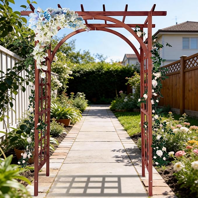 85 in Wooden Garden Arbor, Solid Fir Wood Trellis - Image 5