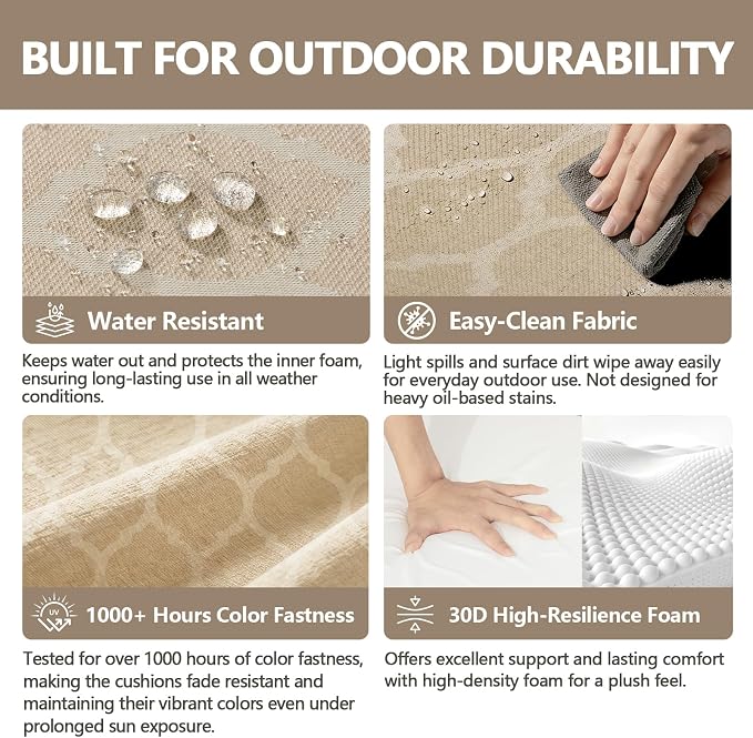 Goodgoods 24 x 28 Outdoor Patio Deep Seat Cushions 2-Pack, 1000+ Hours - Image 3