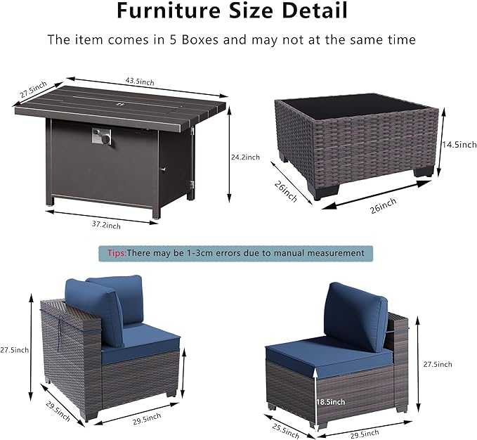 Outdoor Terrace Furniture Set, 15 Piece Outdoor Furniture Set, - Image 2
