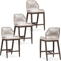 PURPLE LEAF Counter Height Bar Stools Set of 4 Rattan Wicker Outdoor Metal Boho by PURPLELEAF