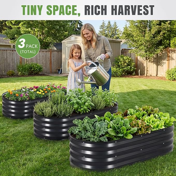 INNO STAGE 3Pcs Galvanized Raised Garden Bed Kit, Outdoor Metal Raised Garden - Image 2