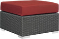 Modway Sojourn Wicker Rattan Outdoor Patio Sunbrella Fabric Ottoman in Canvas by Modway