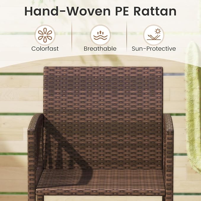 Tangkula Patio Bar Stools Set of 2, PE Rattan Bar Height Chairs - Image 4