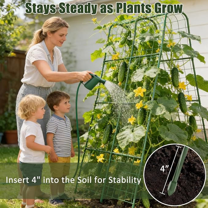 Miory Cucumber Trellis for Raised Beds, 32 x 63 Inch Metal U-Frame Garden - Image 6