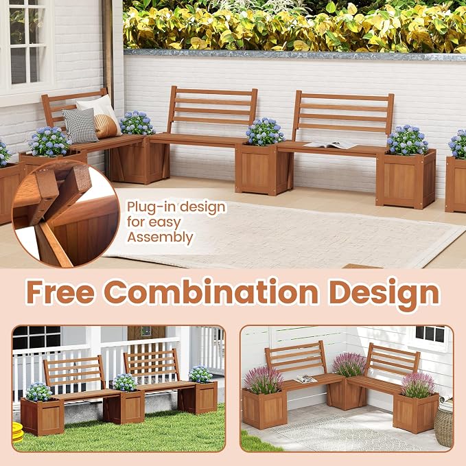 Giantex 2-in-1 Outdoor Bench - Image 6