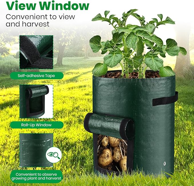 10 Gallon 3-Pack Potato Grow Bags, Heavy Duty PE Fabric Pots - Image 6