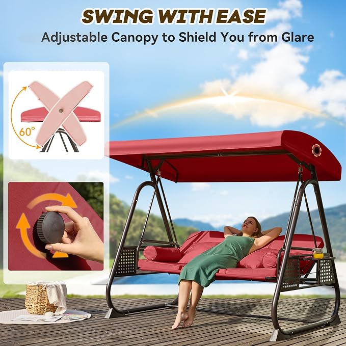 3 in 1 Outdoor Porch Swing - Image 3