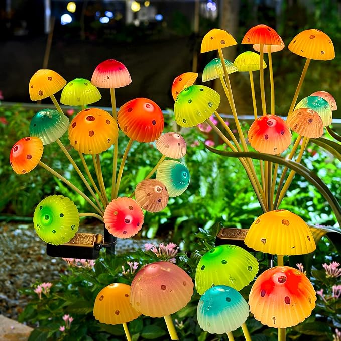 Solar Garden Lights Decorative, 2 Pack 24LED Solar Powered Mushroom Lights - Image 9