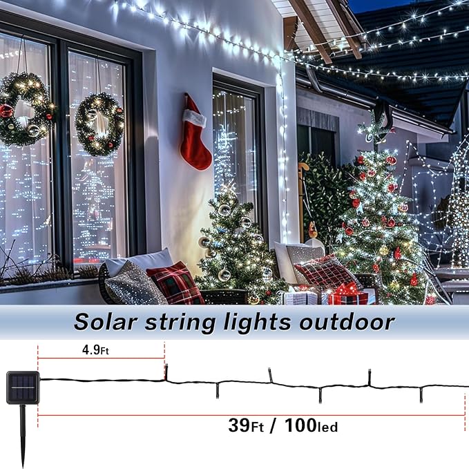 2 Pack Solar String Lights Outdoor, 200 LED Extra-Long 78Ft Solar Lights Outdoor - Image 7