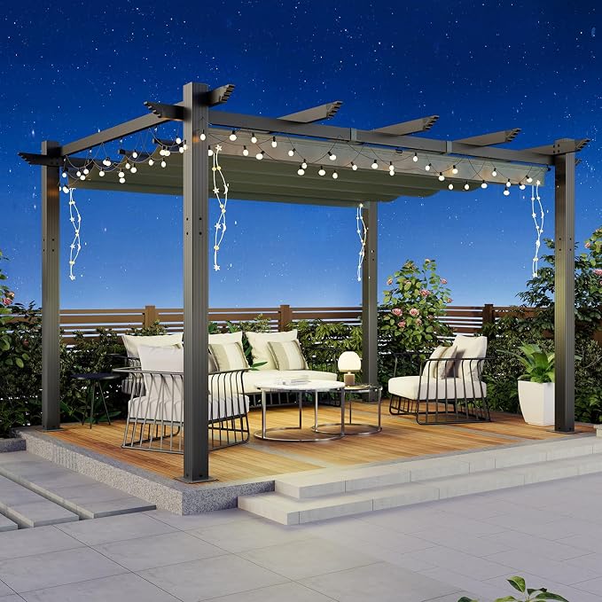 MELLCOM Retractable Pergola 10x13 Ft, Outdoor Aluminum Shelter - Image 7