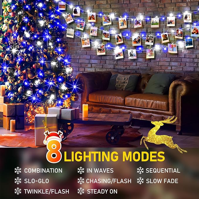 KNONEW Outdoor Christmas Lights 500 LED 197ft String Lights 8 Modes & Memory - Image 2