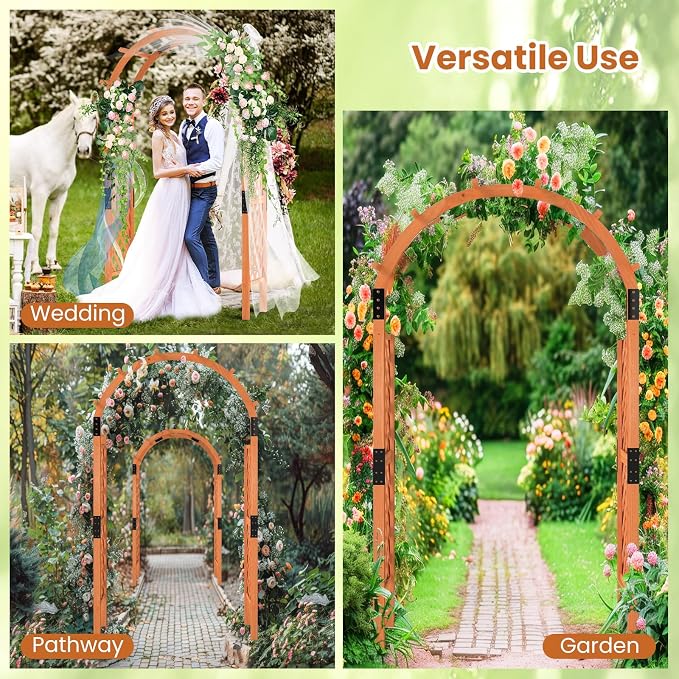 Giantex 7.7FT Wooden Garden Arbor Trellis, Outdoor Pergola Arch - Image 7