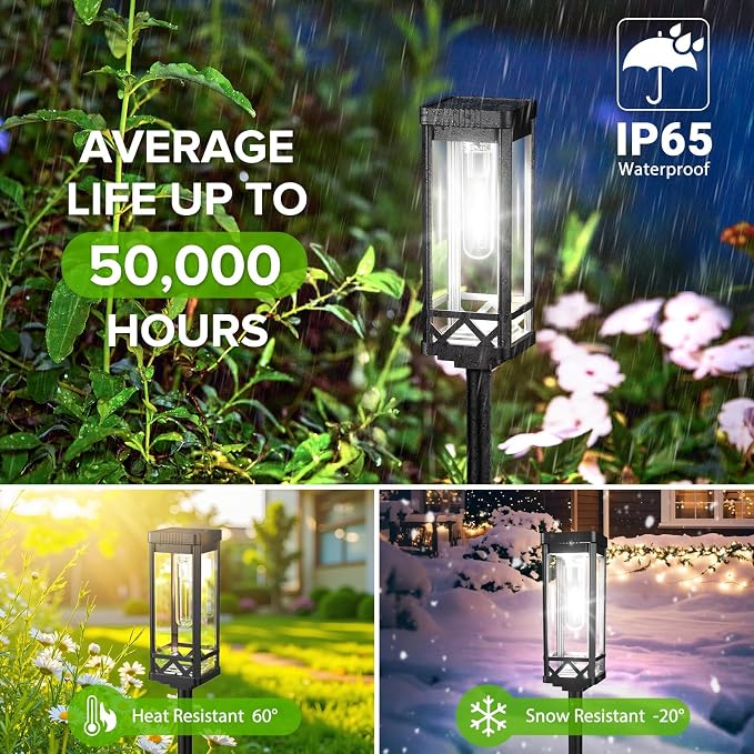 KOOPER Taller Solar Pathway Lights Outdoor, 4 Pack Upgraded Brighter Solar - Image 4