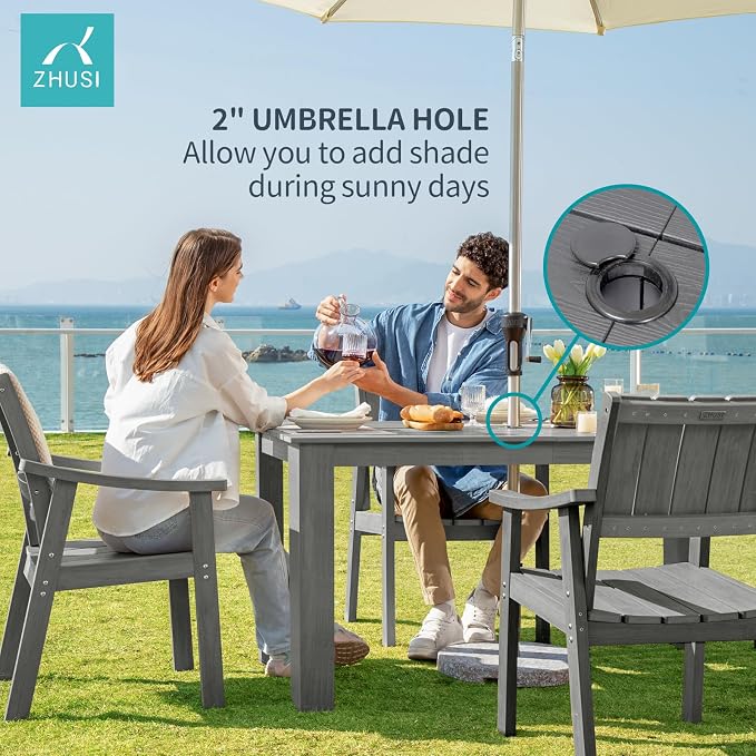 ZHUSI Patio Table and Chairs Set, Outdoor Table and Chairs, HDPE Outdoor Dining - Image 4
