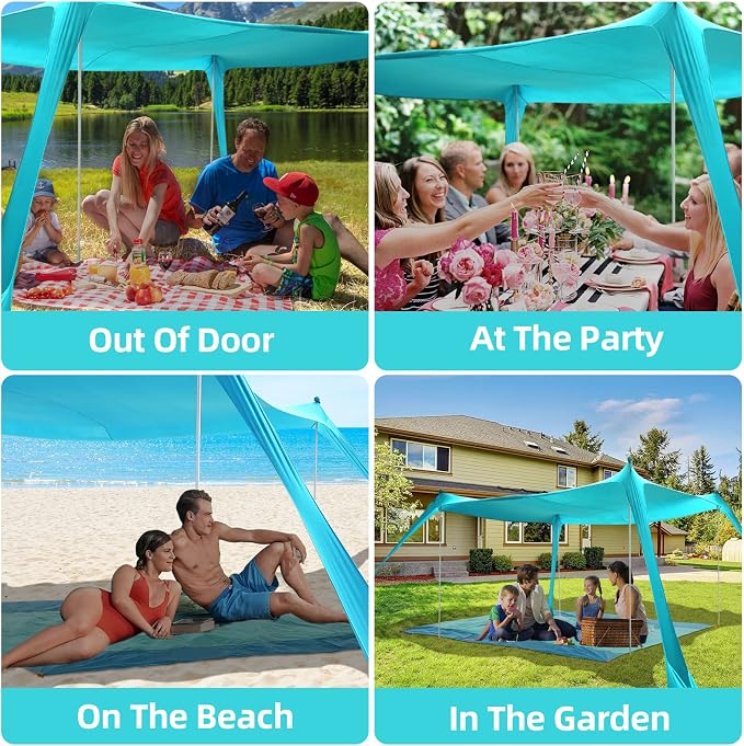 Beach Tent Sun Shelter UPF50+, 10x10 FT Family Pop Up Sun Shade - Image 7