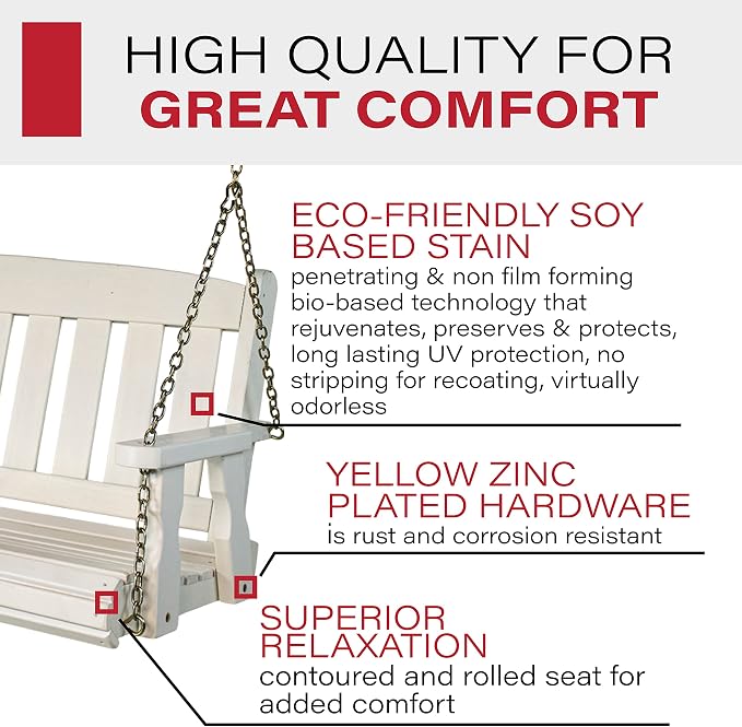 Amish Casual Heavy Duty 800 Lb Mission Treated Porch Swing - Image 3