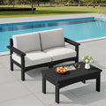 SERWALL 3 Pieces Patio Conversation Set, All-Weather HDPE Outdoor Sofas by SERWALL