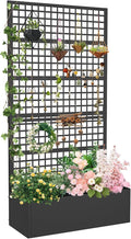 Metal Planter Box with Trellis 36" L x 16" W x 72" H, Raised Garden Bed with by Toriexon