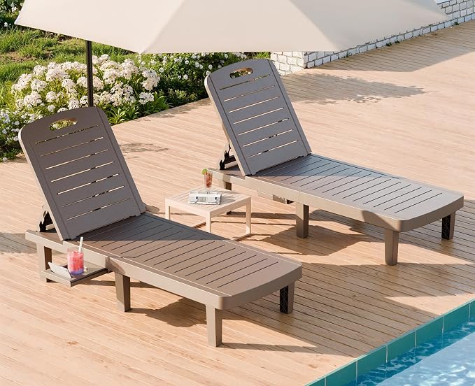WACASA Outdoor Chaise Lounge Chairs Set of 2, Oversized Lounge Chairs by WACASA
