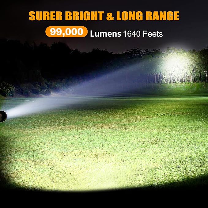 Rechargeable Spotlight, 99000 Lumens Bright LED Spotlight Flashlight, Long - Image 2