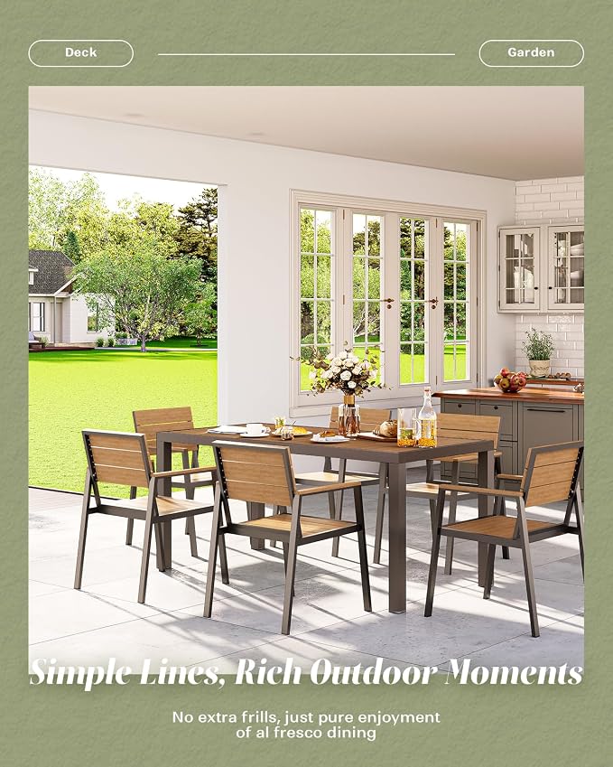 7-Piece Outdoor Dining Set, Aluminum Dining Table Set - Image 6