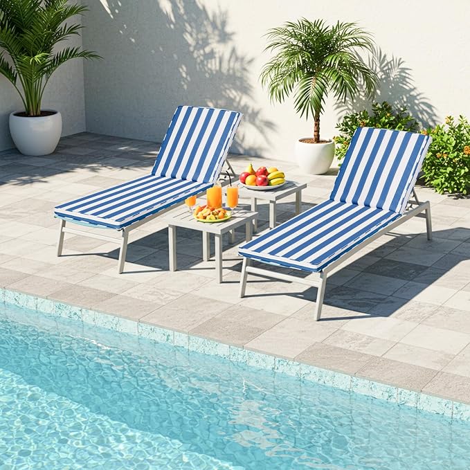 Chaise Lounge Cushions Outdoor Set of 2 - Image 7