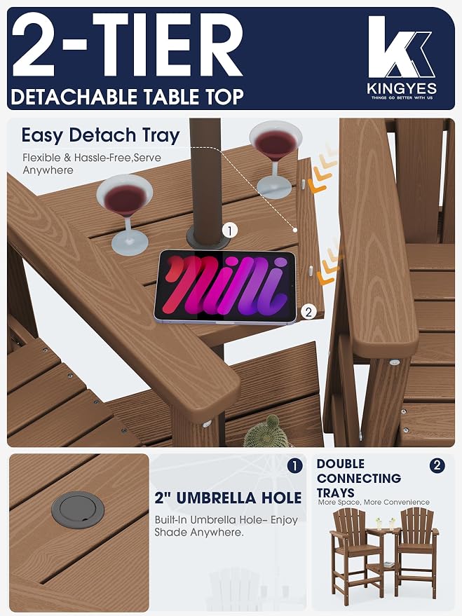 KINGYES Tall Adirondack Chair Set of 4 - Image 6