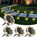 4 Pack Solar Ground Lights Outdoor, 8 LED Mini Flat Solar Disk Lights, IP65 by Unknown