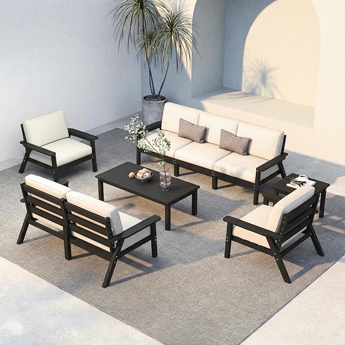 HDPE 7 Piece Patio Furniture Set, HDPE Outdoor Sectional by PatioKingdom