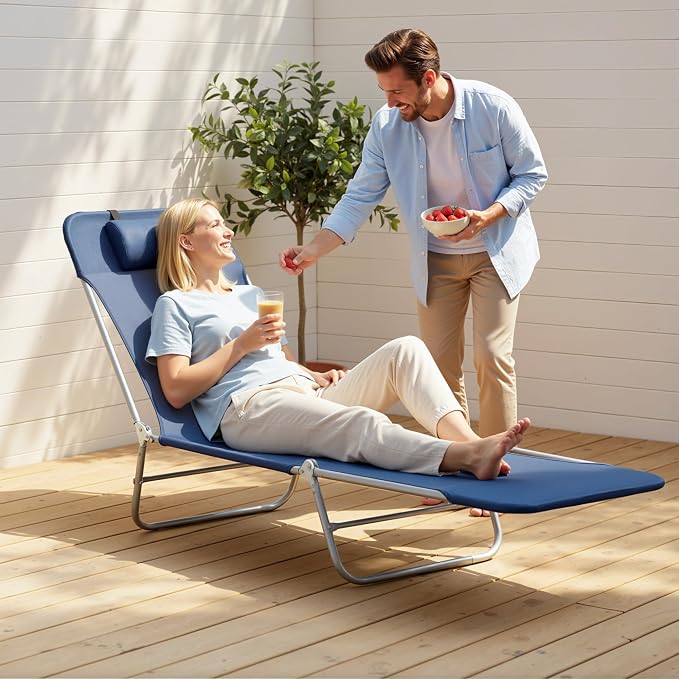 Outsunny Folding Chaise Lounge Chair, Pool Sun Tanning Chair, Outdoor Lounge - Image 7