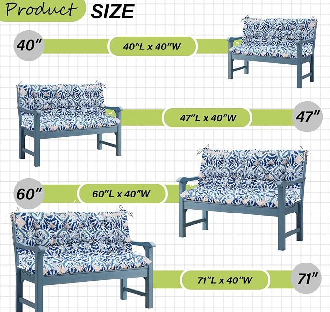Waterproof Porch Swing Cushion Replacement, 2–3 Seat Swing Seat Cushion - Image 6