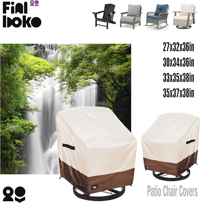 Outdoor Chair Covers 2 Pack, 100% Waterproof Heavy Duty Patio Furniture Covers - Image 3