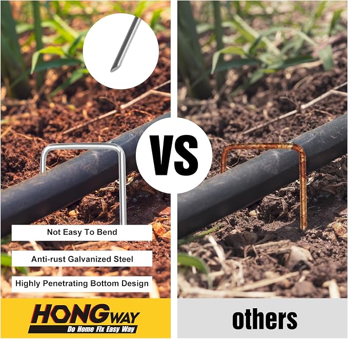 HongWay 60 Pack 4 Inch Landscape Staples, Garden Staples 12 Gauge Galvanized - Image 4