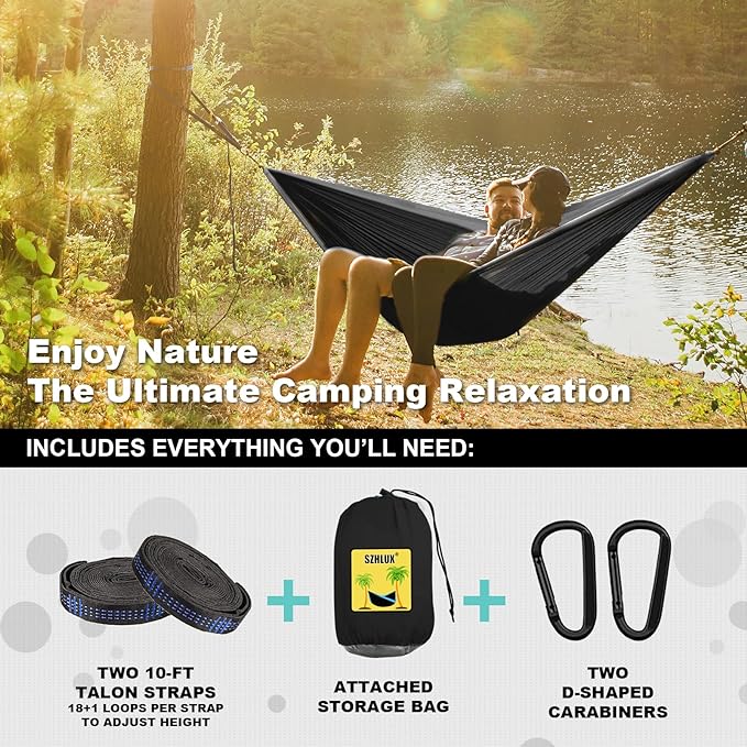 SZHLUX Camping Hammock Double & Single Portable Hammocks - Image 3