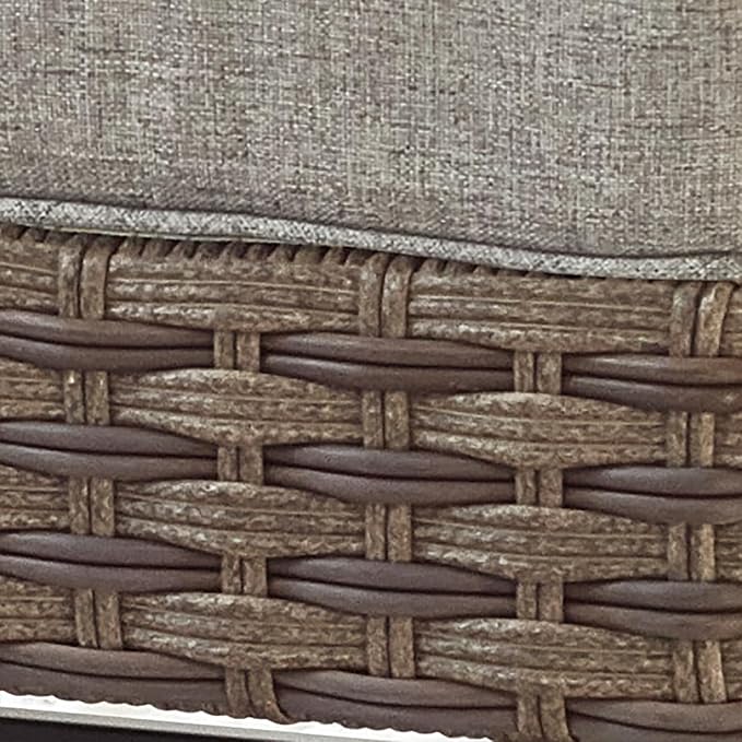 Outdoor Cushioned Ottoman Wicker Patio Furniture Ottoman - Image 5