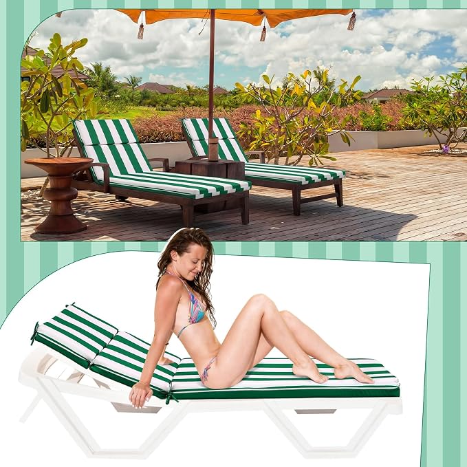 2 Pcs Indoor Outdoor Chaise Lounge Cushions Sponge Bench Outdoor Furniture - Image 7