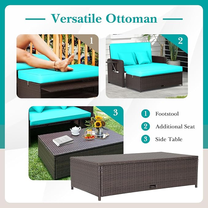 HAPPYGRILL Patio Rattan Wicker Daybed - Image 4
