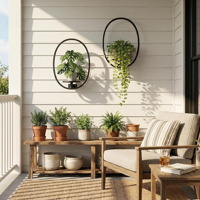 2 Pack Plant Stand Indoor Outdoor Hanging Planters - Image 6
