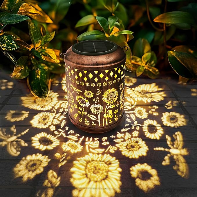 Solar Outdoor Lanterns, Sunflower GardenDecor LED Light Hanging Waterproof by Diinor