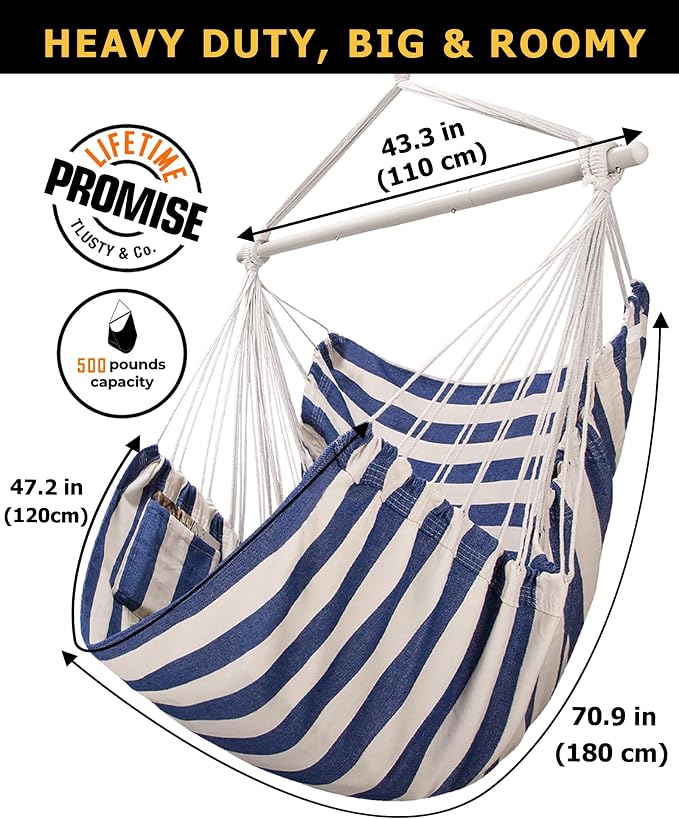 ADVOKAIR Hammock Chair Large 70.9"x47.2", 32% Bigger XXL Hanging Swing Chair - Image 4