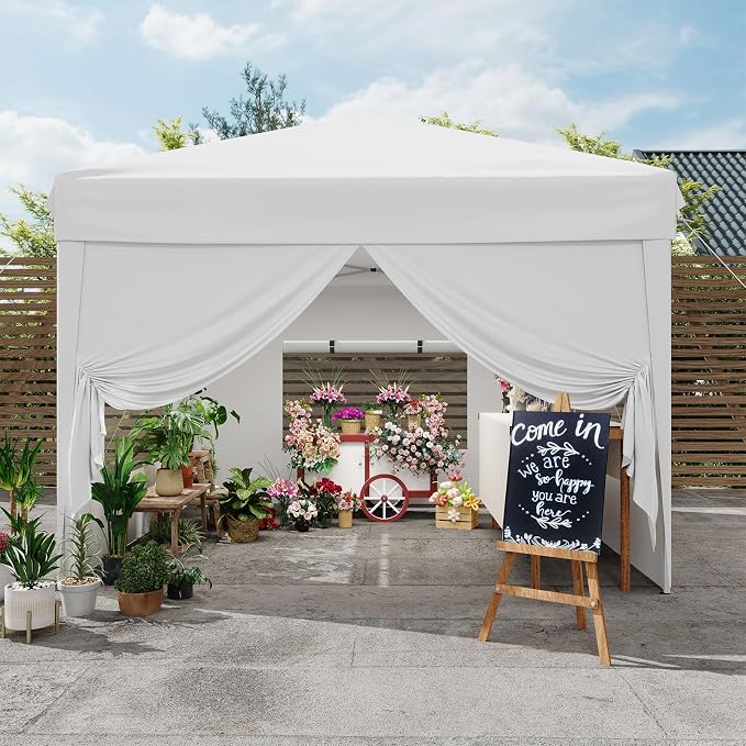 10x10 Pop Up Canopy Tent with 4 SideWalls, Easy Up Canopy with 3 Adjustable - Image 7