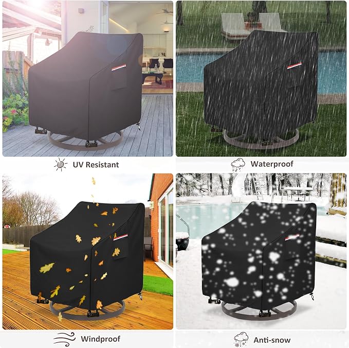 Okcool Outdoor Swivel Chair Cover 2 Pack, Outdoor Furniture Patio Chair Covers - Image 7