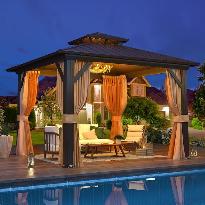EROMMY 10' x 10' Hardtop Gazebo, Aluminum Frame Gazebos - Image 8