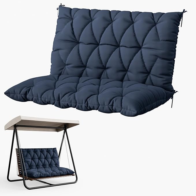 Porch Swing Cushion with Backrest 2-3 Seater Outdoor Bench Cushions Waterproof by Snubbull