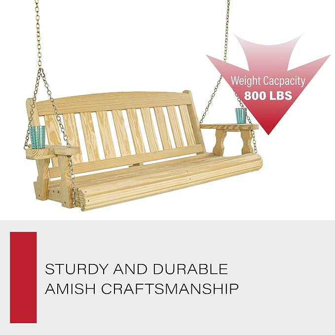 Amish Casual Heavy Duty 800 Lb Mission Treated Porch Swing - Image 4